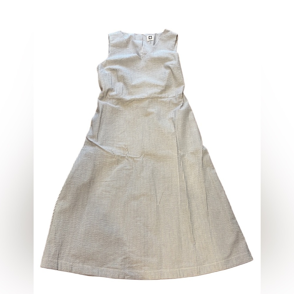 Womens Anne Klein White and Blue Stripe A-line Dress Matching Belt Size M